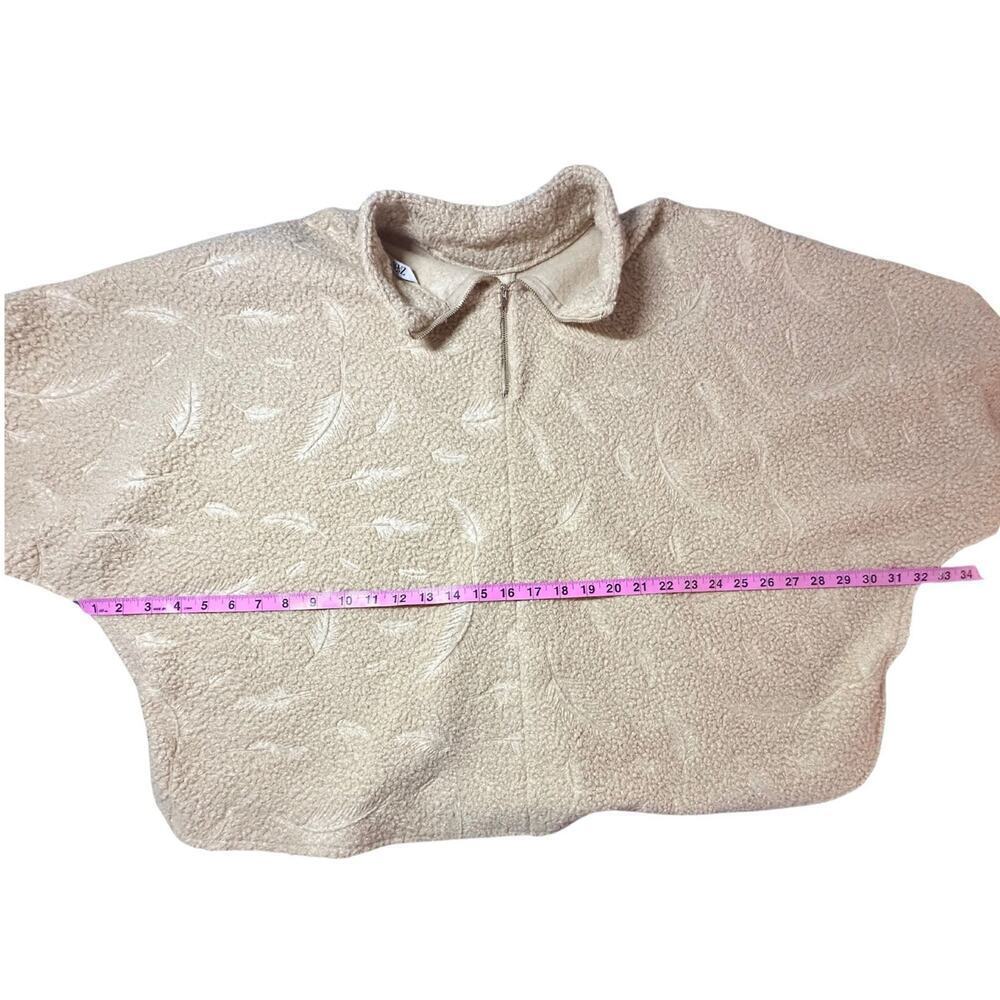 Zara Sherpa Oversized Poncho/Cape with Feather Detail - Tan (XL) ✨🧥 - Picture 7 of 9